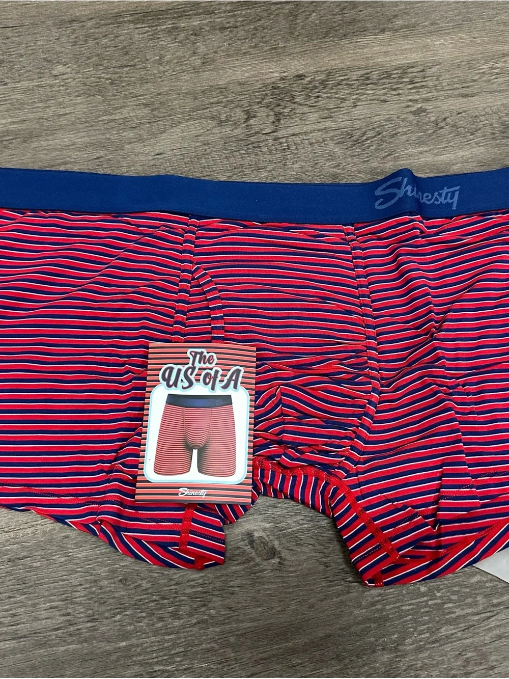 Shinesty Men's Red white blue Striped Boxer Briefs 4x NWT U S of A print